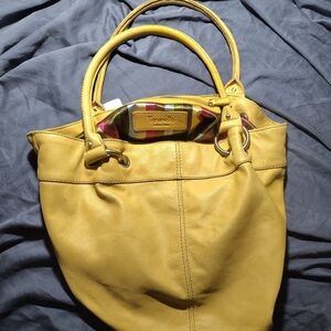 Tignanello Mustard Yellow Leather Handbag Tote
